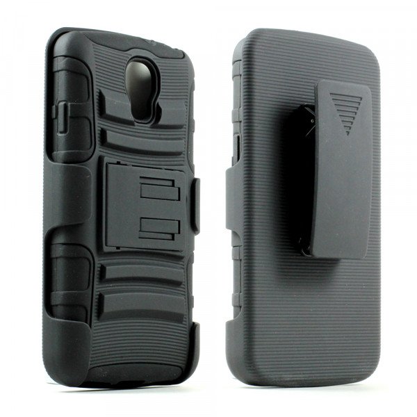 Wholesale LG Volt LS740 Armor Shell Holster Combo Case (Black)